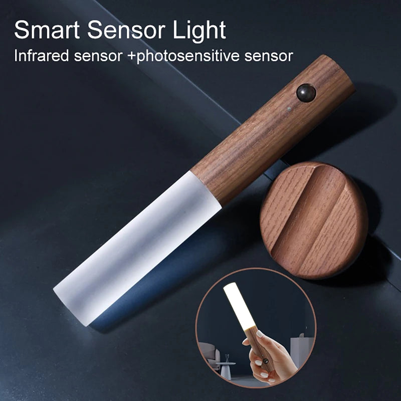 LightBud Wood Grain Wall Sensor Lantern